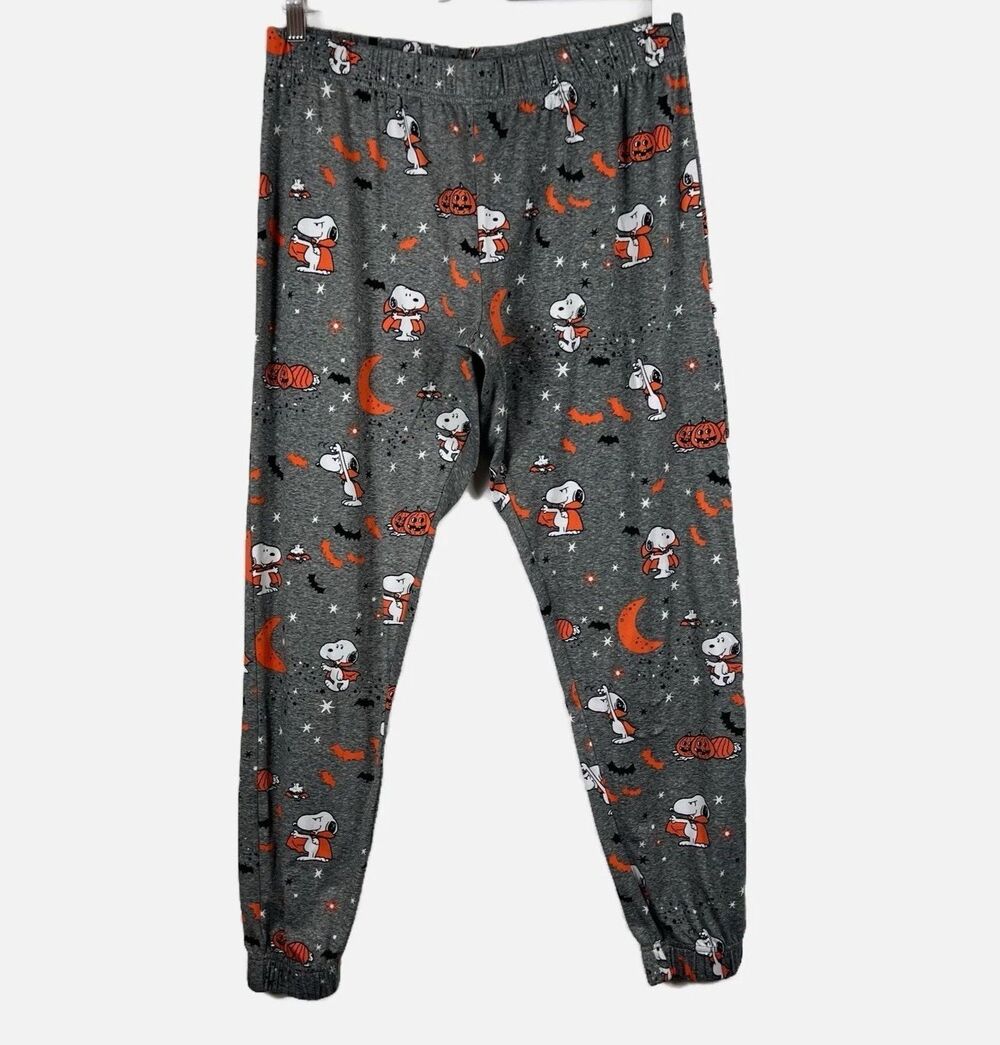 Munki Munki Peanuts Pajama Pants Women's Medium SNOOPY Halloween Lounge Gray